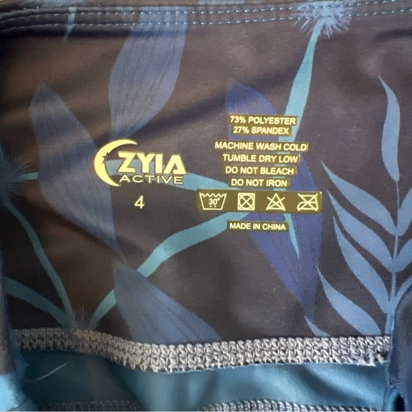 Zyia Tropical Print Blue Pocket Legging Size 4 - Picture 3 of 8